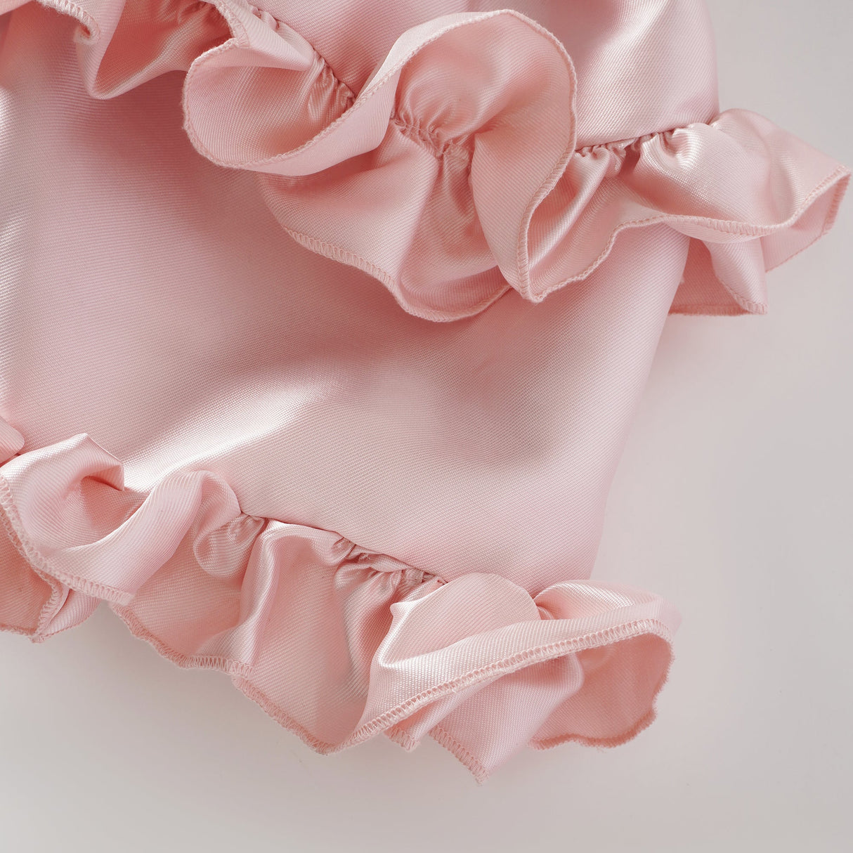 Aurohaya Laurine Pink Ruffled Satin Mini Dress