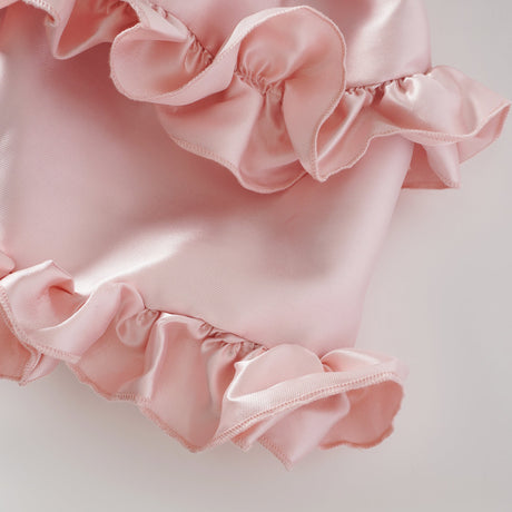 Aurohaya Laurine Pink Ruffled Satin Mini Dress