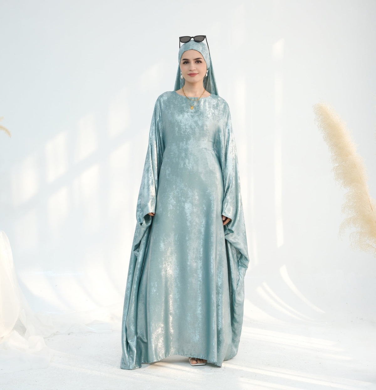 Satin Batwing Long Sleeve with Hijab