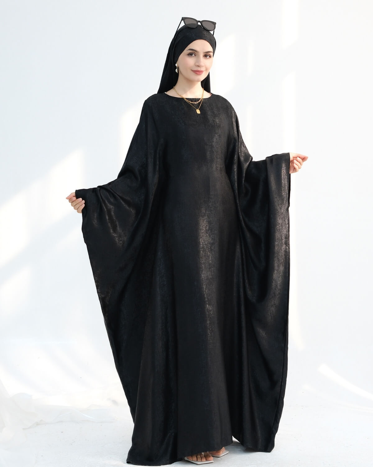Satin Batwing Butterfly Abaya with Hijab
