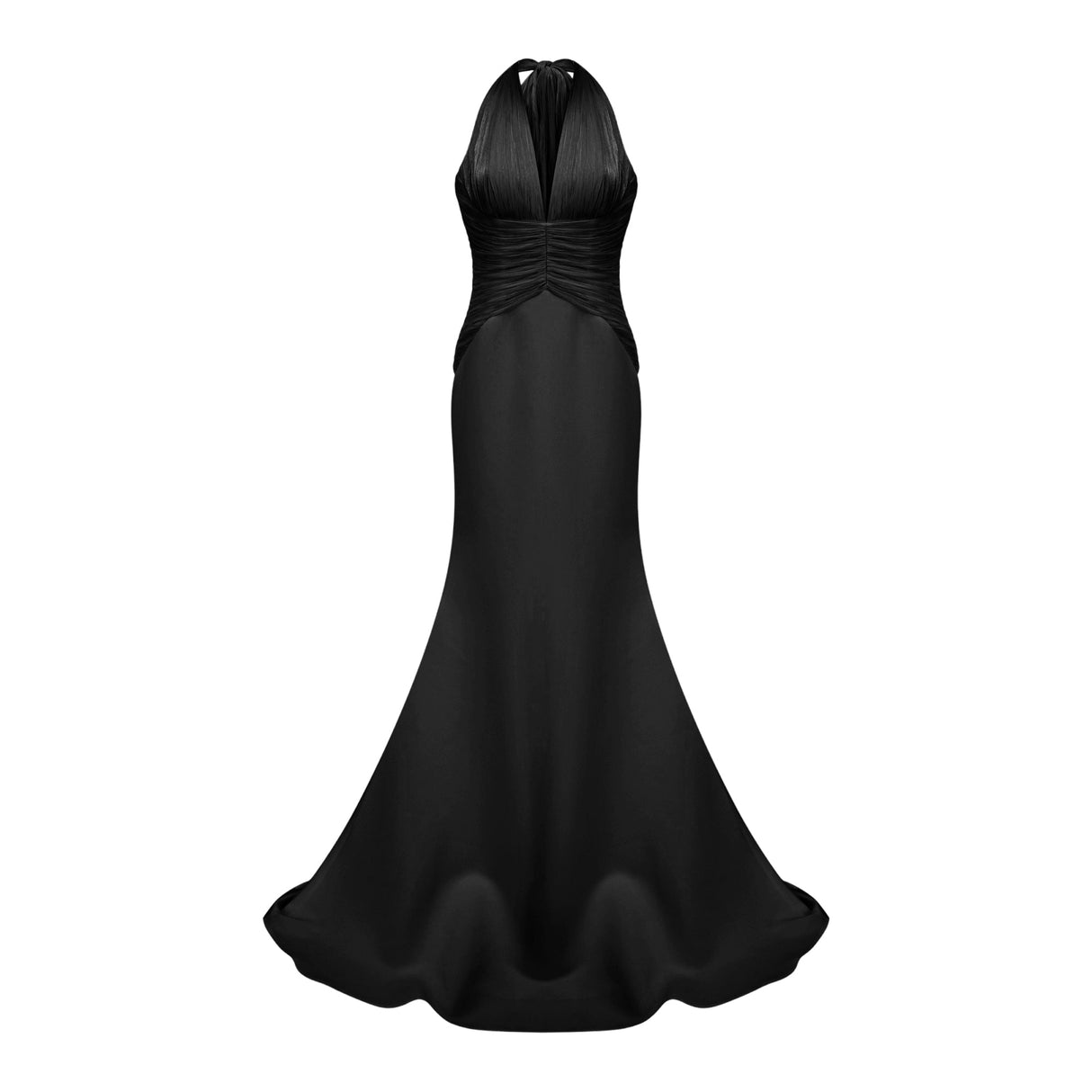 Aurohaya Emmeline Black Train Design Gathered Maxi Dress