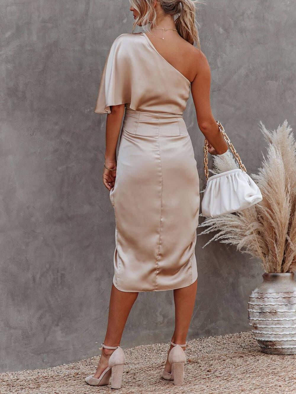 Aurohaya Single Sleeve Irregular Evening Dress