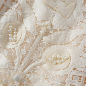 Aurohaya Léa White Floral Appliqué Crochet Mini Dress