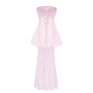 Aurohaya Mélanie Pink Corset Dress & Mesh Skirt Set