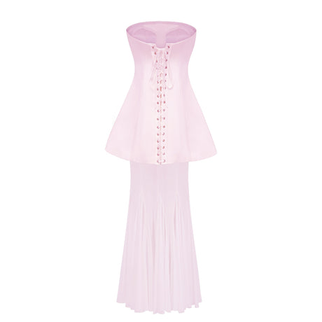 Aurohaya Mélanie Pink Corset Dress & Mesh Skirt Set