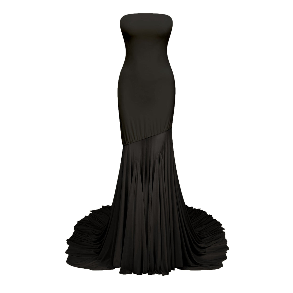 Aurohaya Josiane Black Off-shoulder Sheer Tulle Maxi Dress