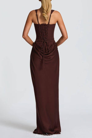 Hortense Square Neck Corset Maxi Dress / Brown