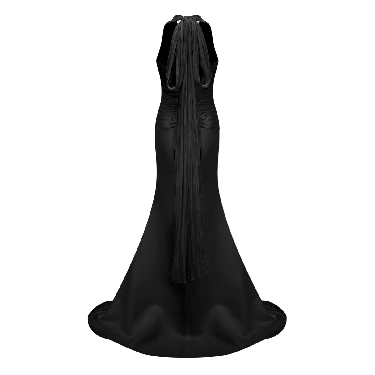 Aurohaya Emmeline Black Train Design Gathered Maxi Dress