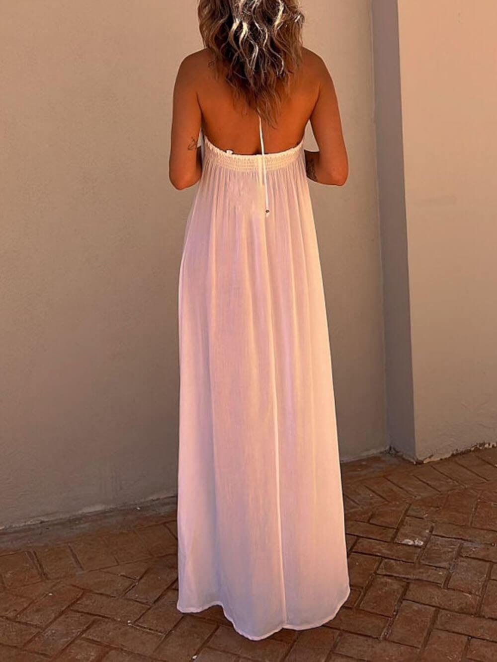 Aurohaya Halter Neck Casual Resort Maxi Dress