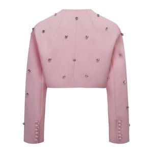 Aurohaya Valéria Pink Crystal Embellished Jacket & Dress Set