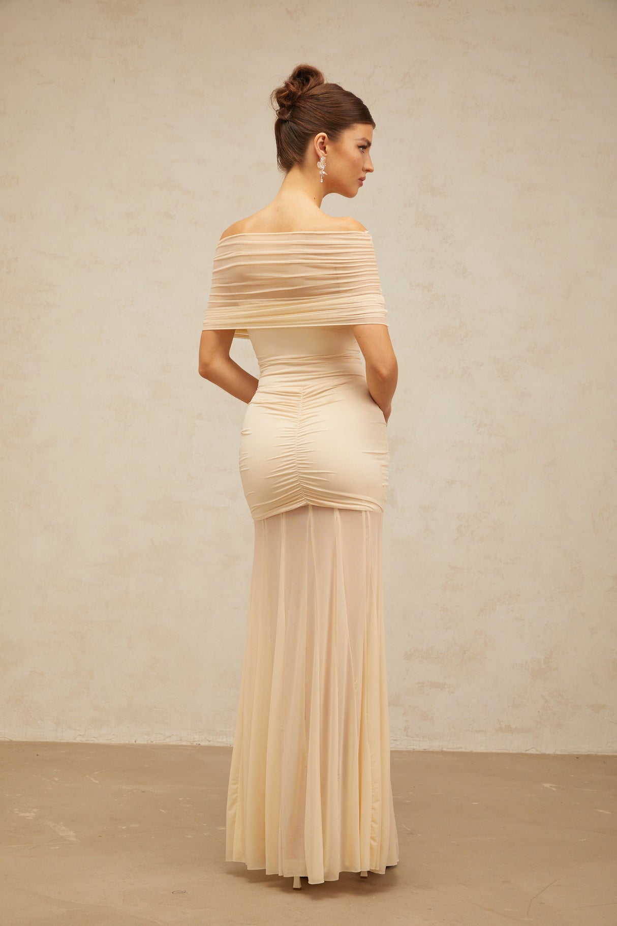 Aurohaya Ninon tulle-panel smocked maxi dress