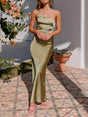 Aurohaya Spring/Summer One Shoulder Gown Waist Maxi Dresses Green