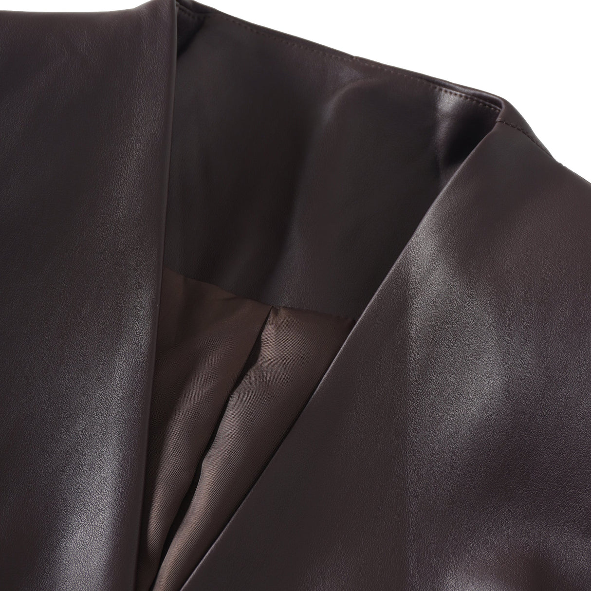 Aurohaya Solange Brown Leather Mini Blazer Dress