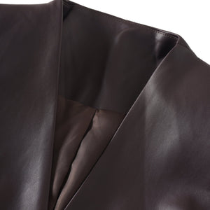 Aurohaya Solange Brown Leather Mini Blazer Dress