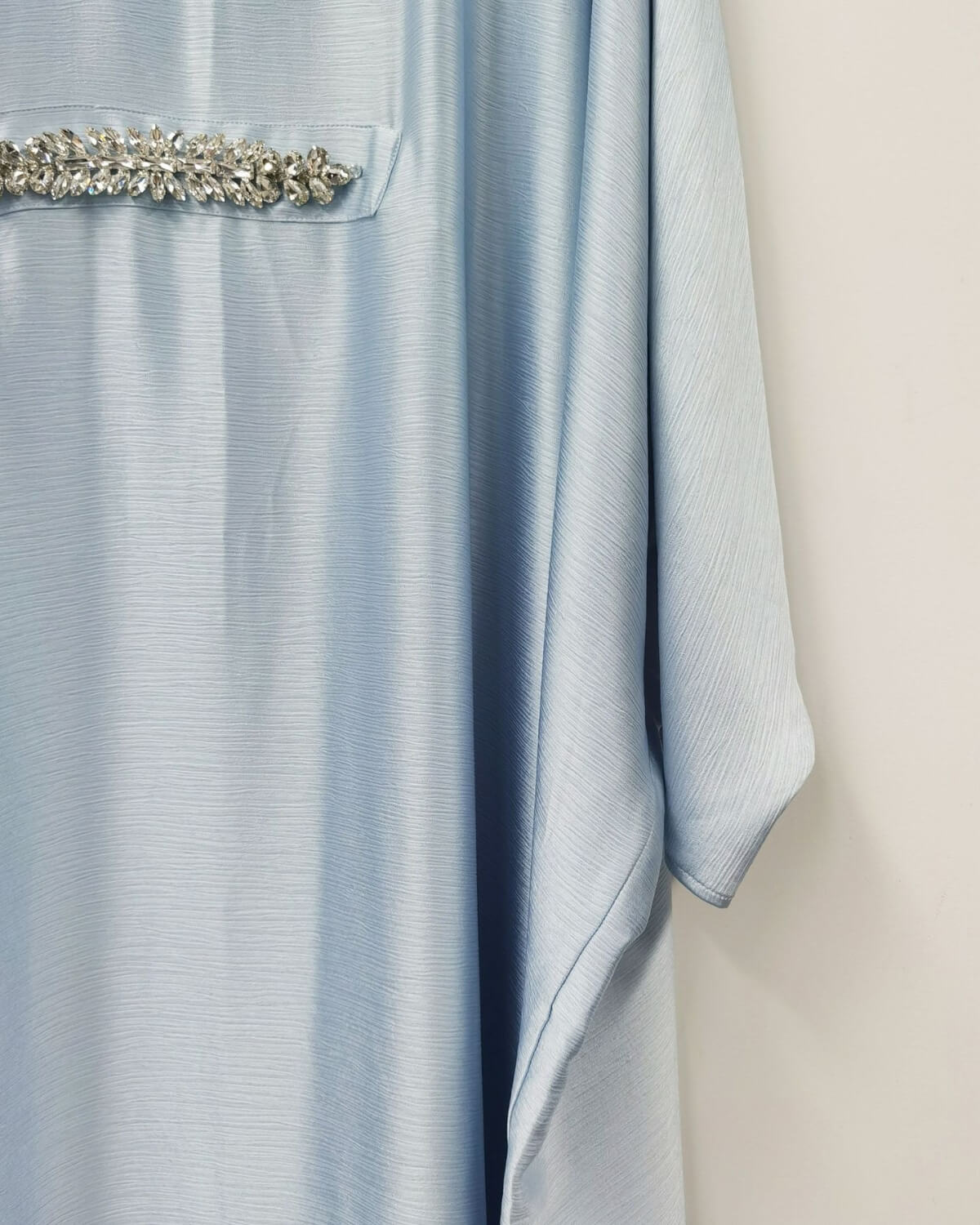 Elegant Satin Maxi Butterfly Abaya Crystal-Embellished Modest Dress