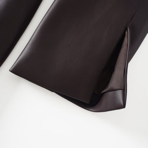 Aurohaya Solange Brown Leather Mini Blazer Dress