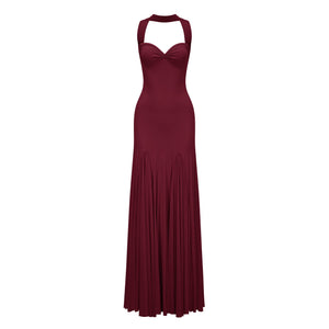 Aurohaya Rêverie Red Sweetheart Neck Maxi Dress