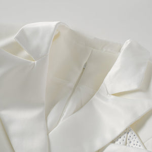 Aurohaya Inmaculada White Boned Bodice Mini Blazer Dress