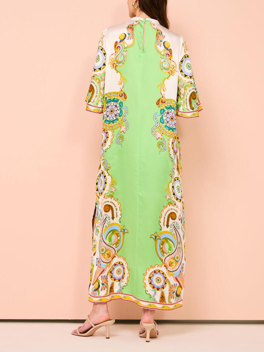 Aurohaya Unique Cashew Floral Print Loose Midi Dress