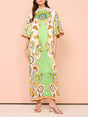 Aurohaya Unique Cashew Floral Print Loose Midi Dress Multi-Color