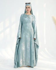 Satin Batwing Light Blue Butterfly Abaya with Hijab
