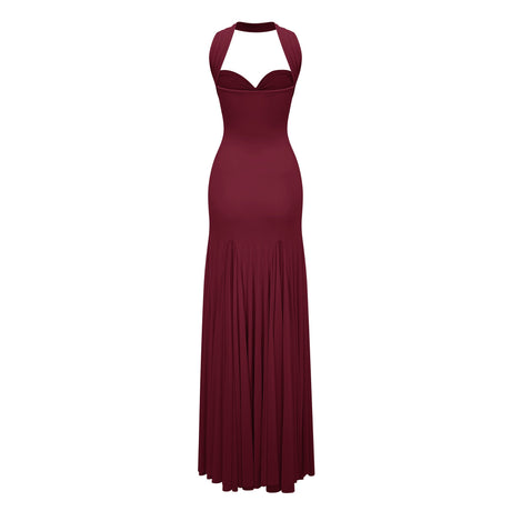 Aurohaya Rêverie Red Sweetheart Neck Maxi Dress