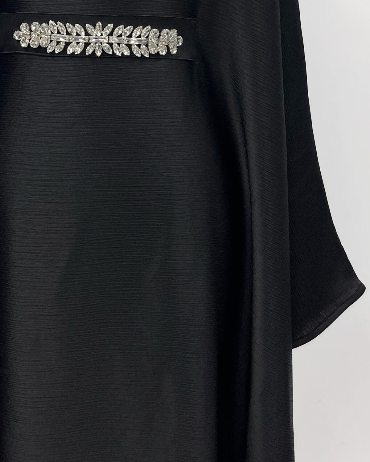 Elegant Satin Maxi Butterfly Abaya Crystal-Embellished Modest Dress