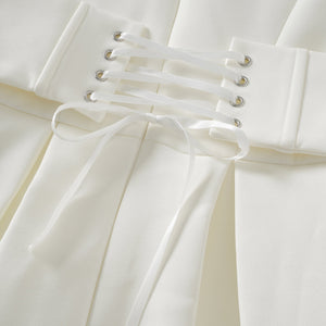 Aurohaya Inmaculada White Boned Bodice Mini Blazer Dress