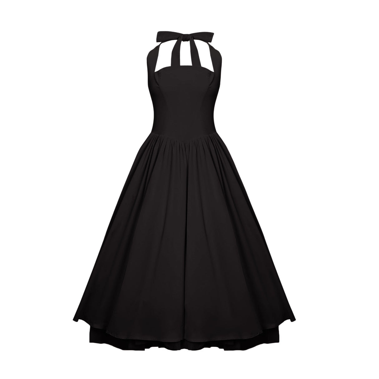Aurohaya Eponine Black Layered Flared Hem Midi Dress