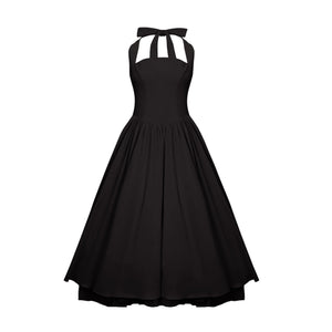 Aurohaya Eponine Black Layered Flared Hem Midi Dress