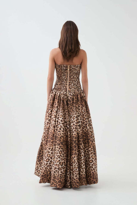 Aurohaya Jeanne Hydrangea Floral Strapless Maxi Dress