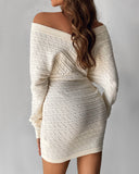 V-Neck Hollow Out Long Sleeve Knit Dress