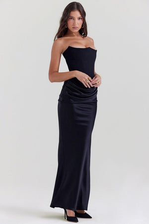 Aurohaya Vianne Off-Shoulder Corset Maxi Dress