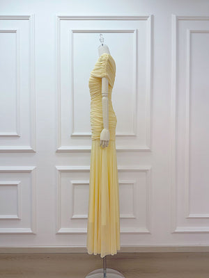 Aurohaya Mado One Shoulder Ruched Maxi Dress