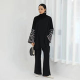 Elegant Black Djellaba & Abaya 2-Piece Set