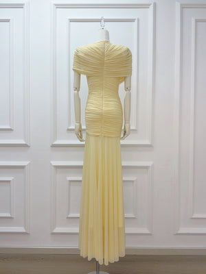 Aurohaya Mado One Shoulder Ruched Maxi Dress