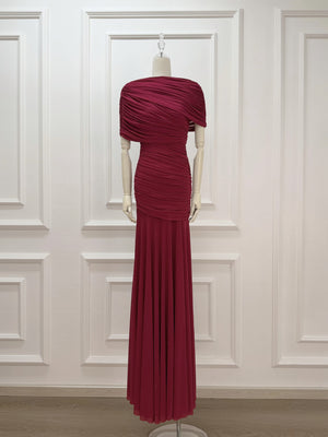 Aurohaya Mado One Shoulder Ruched Maxi Dress