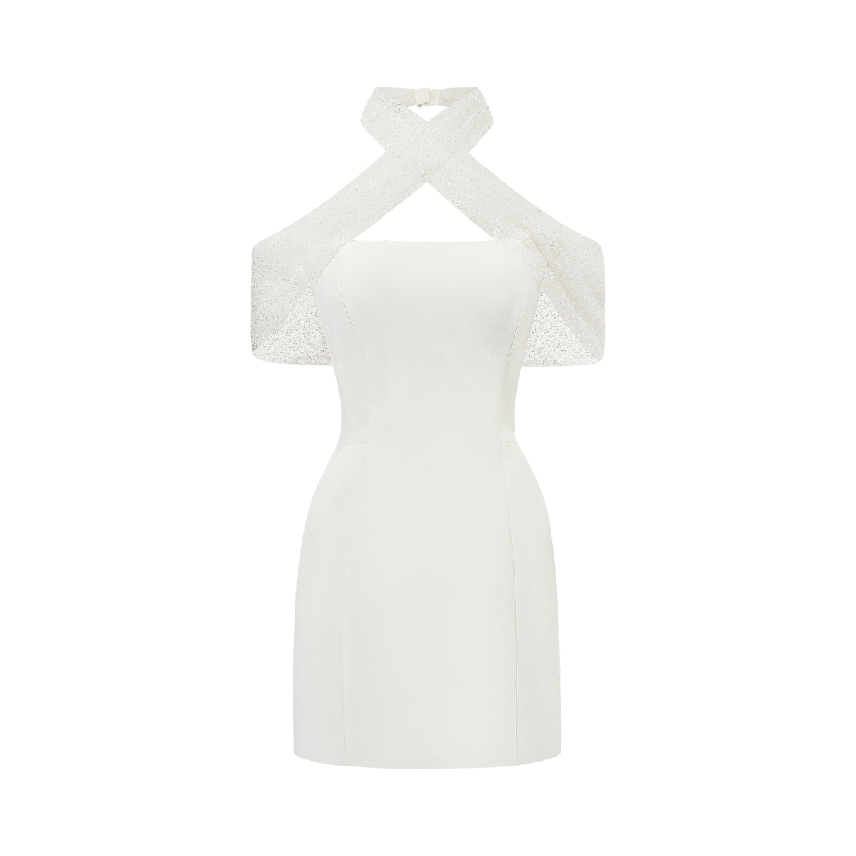 Aurohaya Ulla White Cross Over Bodycon Mini Dress