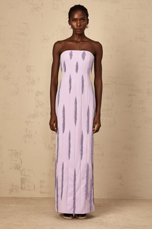 Aurohaya Émilie Purple Beaded Fringed Detail Maxi Dress