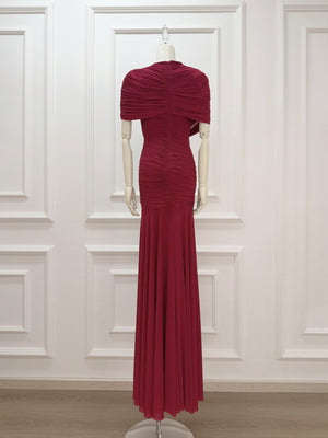 Aurohaya Mado One Shoulder Ruched Maxi Dress