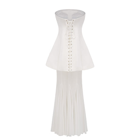 Aurohaya Mélanie White Corset Dress & Mesh Skirt Set