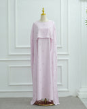 Luxury Pearl & Diamond Maxi Cape Dress