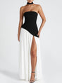 Aurohaya Solène Asymmetrical Maxi Gown Black and white