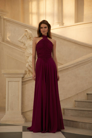 Aurohaya Kerstin Purple Ruched Maxi Dress