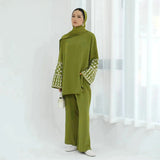 Elegant Green Djellaba & Abaya 2-Piece Set
