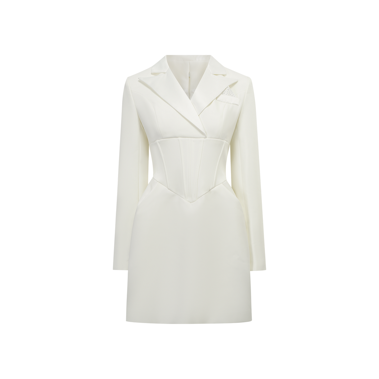 Aurohaya Inmaculada White Boned Bodice Mini Blazer Dress