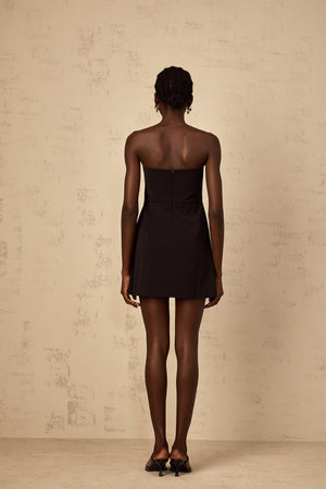 Aurohaya Irène Black Off-Shoulder Sequin Floral Embroidered Mini Dress
