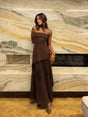 Aurohaya Tube Top Spliced Dress with Scarf Brown