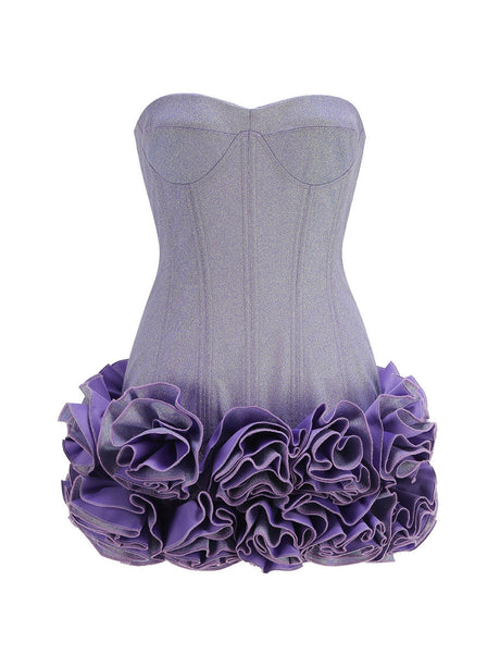 Aurohaya Isadora Strapless Corset Mini Dress Lavender