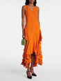 Aurohaya Elegant Irregular Ruffled Lightweight Maxi Dress Orange